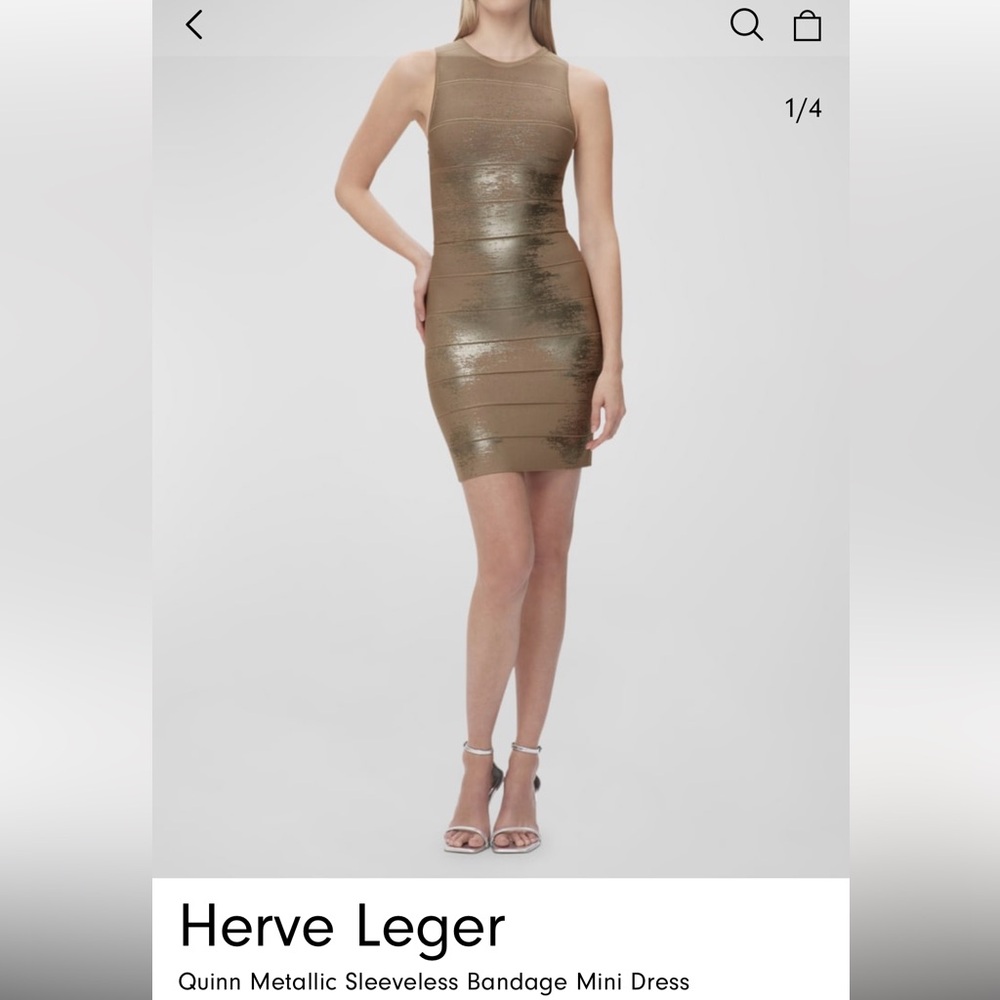 Herve Leger Metallic Olive Bandage Mini Dress